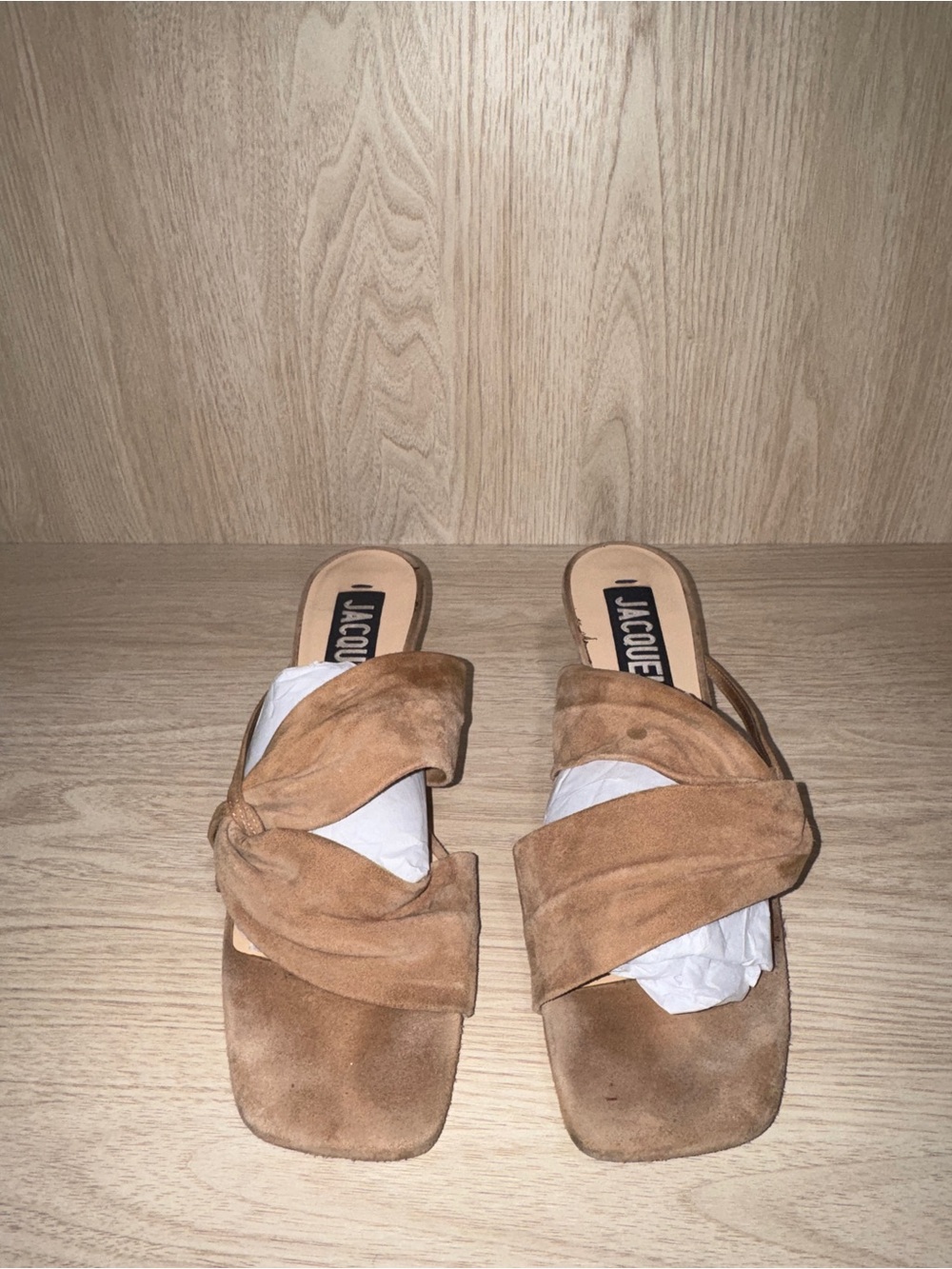 Jacquemus Tan Suede Knotted Mule Sandals - Picture 3 of 5
